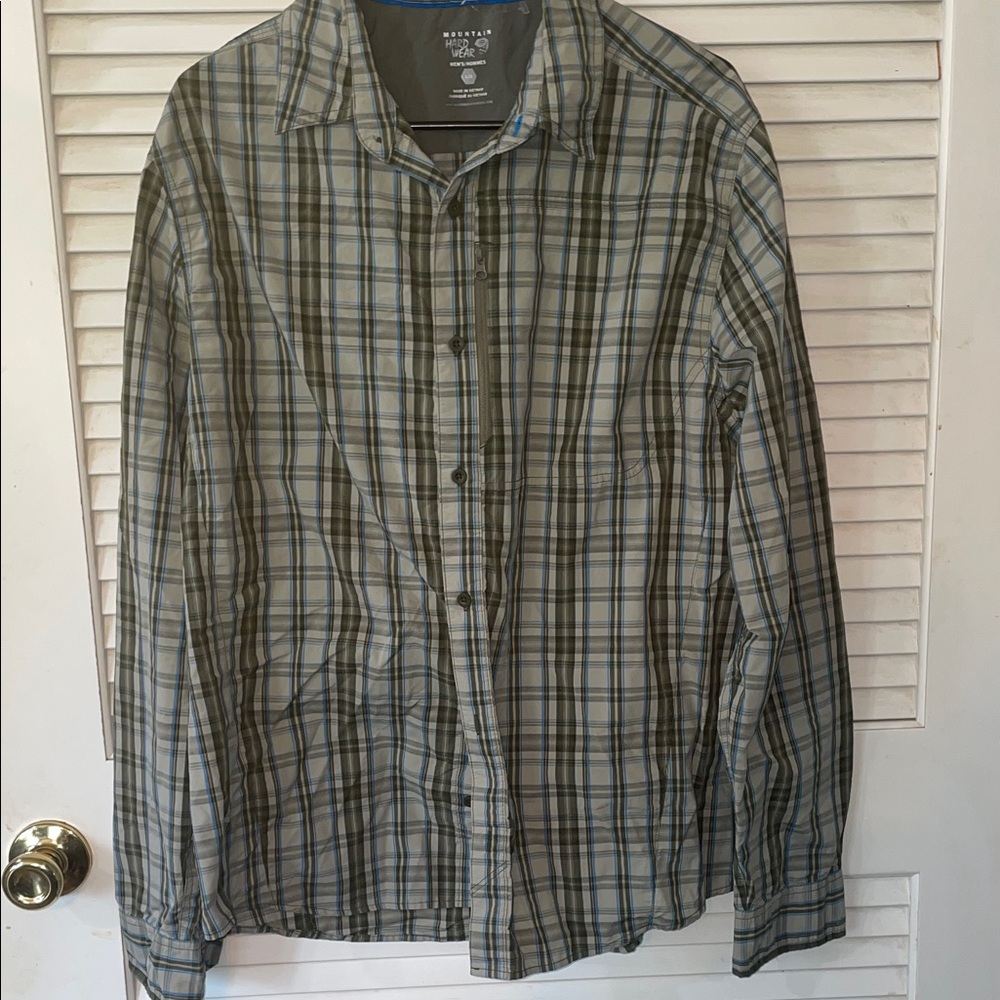 Mountain Hardwear Gray and Blue Plaid Shirt